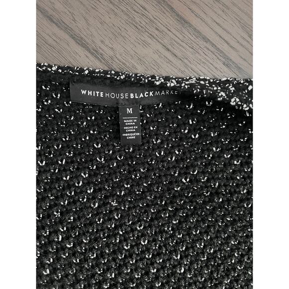 White House Black Market Black Knit Tweed Raw Hem Open Jacket Size Medium - Picture 10 of 10